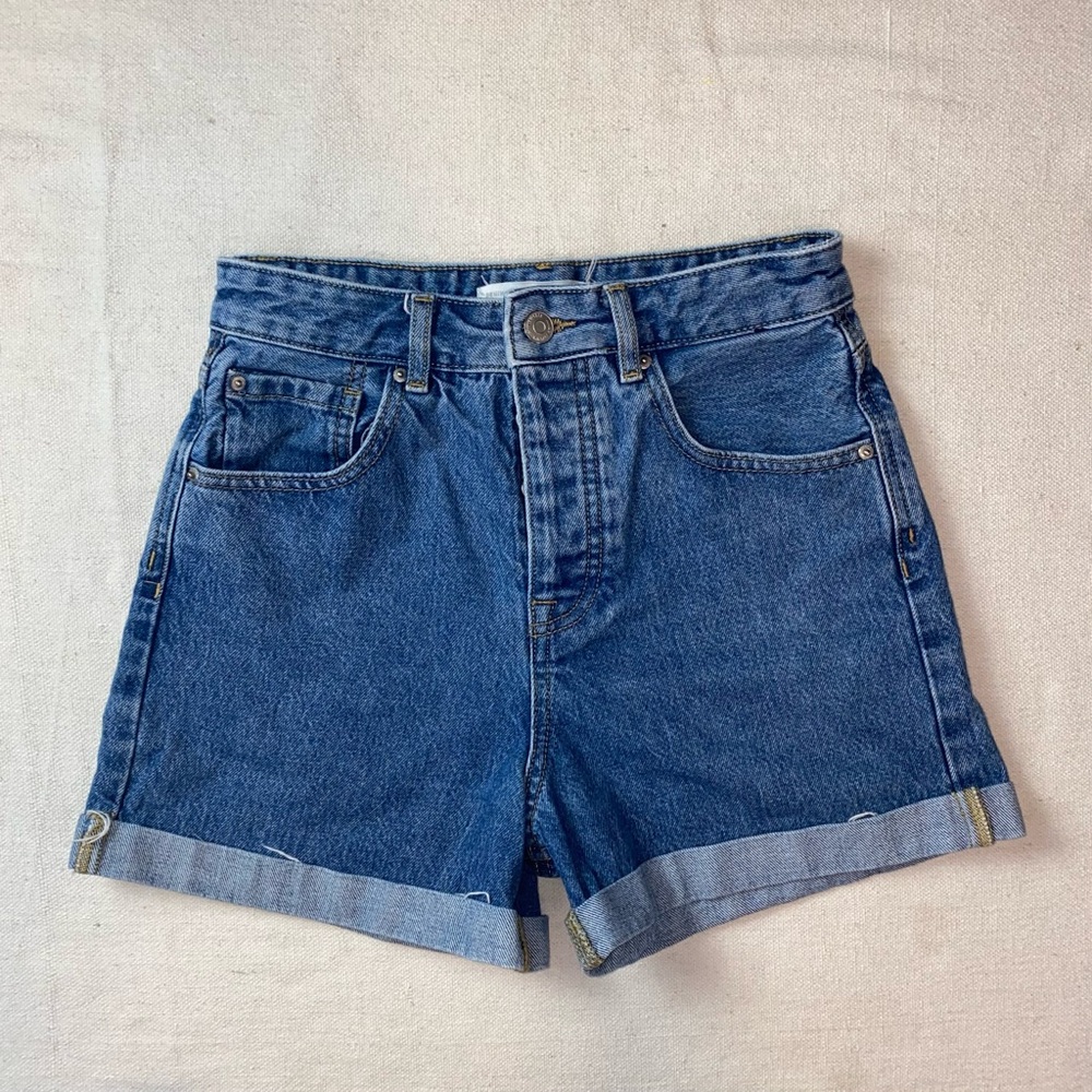 Stradivarius Dark Blue Jean Shorts